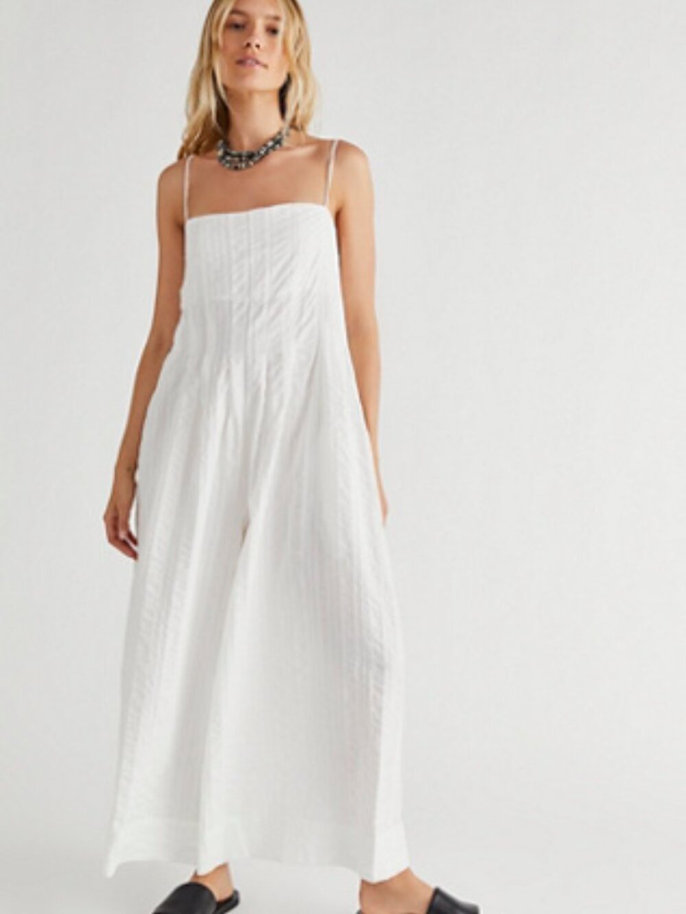 Free People wide leg white flowy jumpsuit